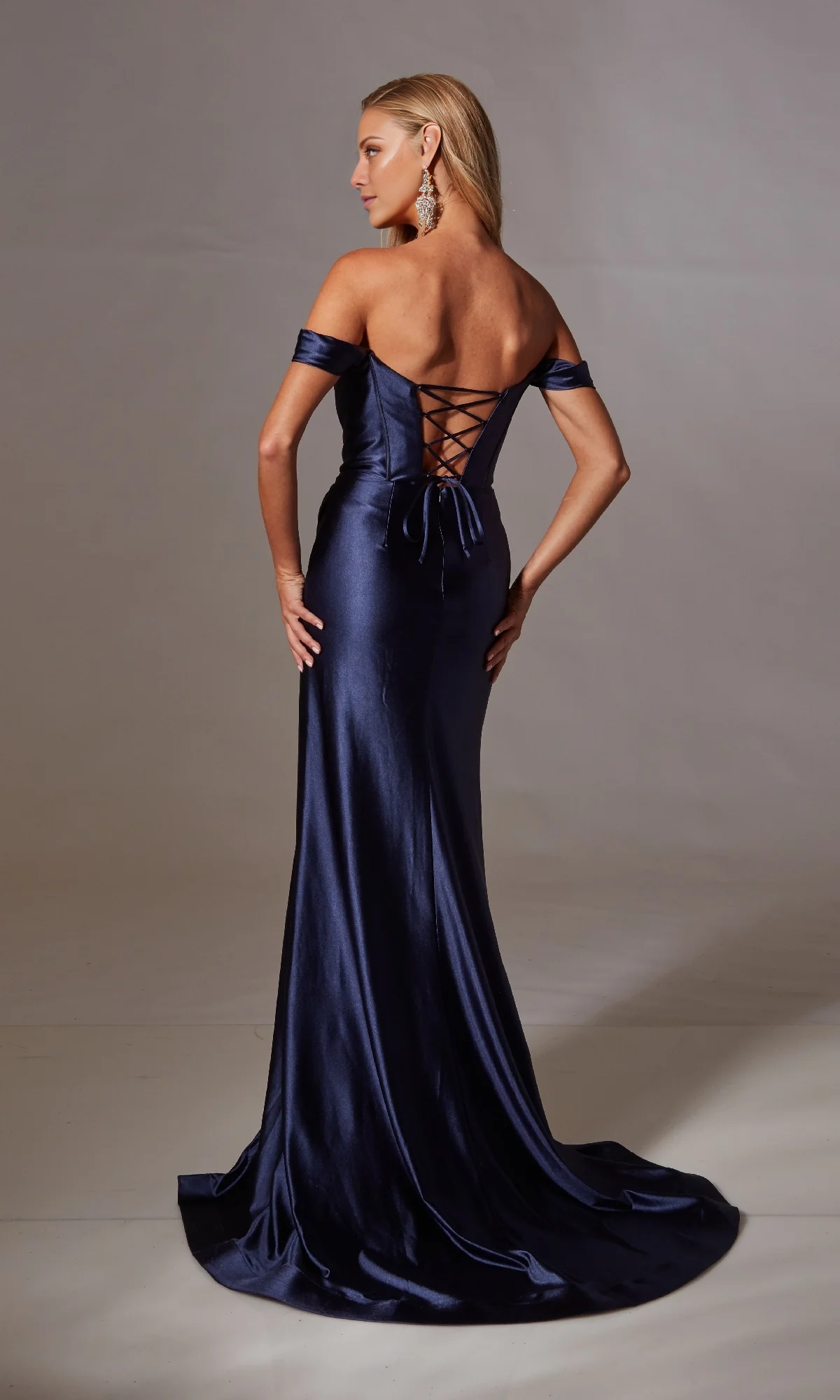 OKBBN Strap Off Shoulder Long Corset Ball Dress