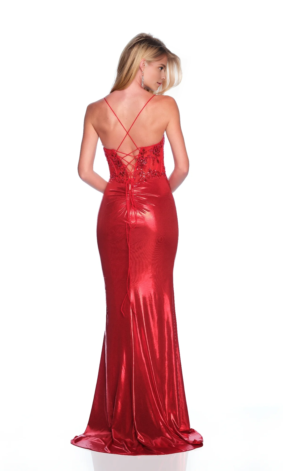 OKBBN sequin embroidered transparent tight corset backless ball dress