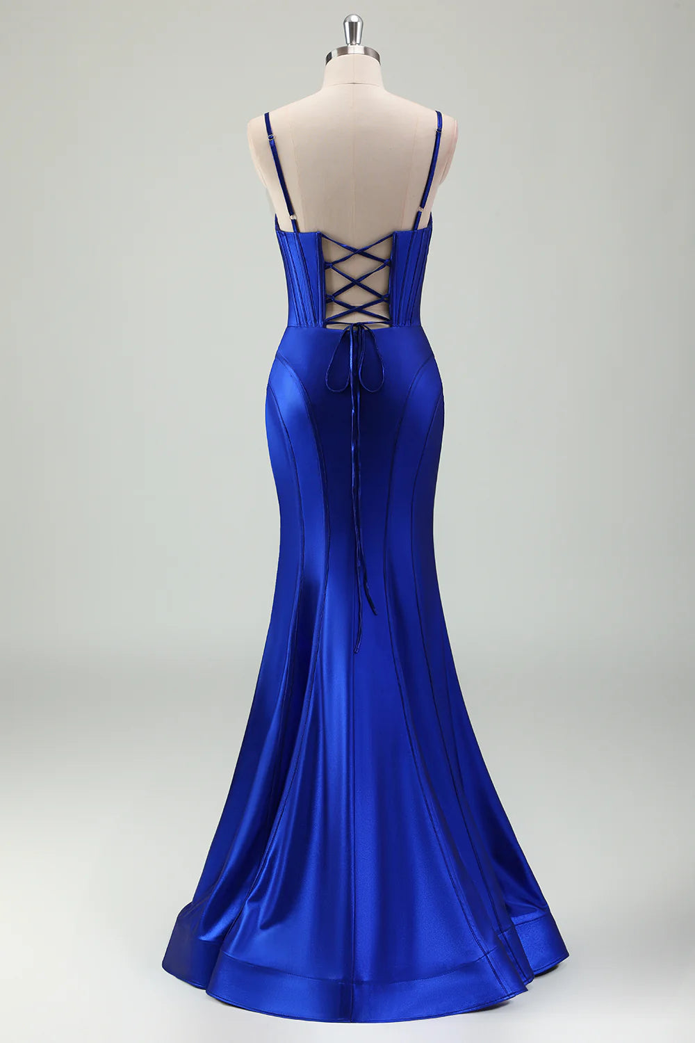 OKBBN mermaid slim shoulder strap backless tight corset long slit evening gown