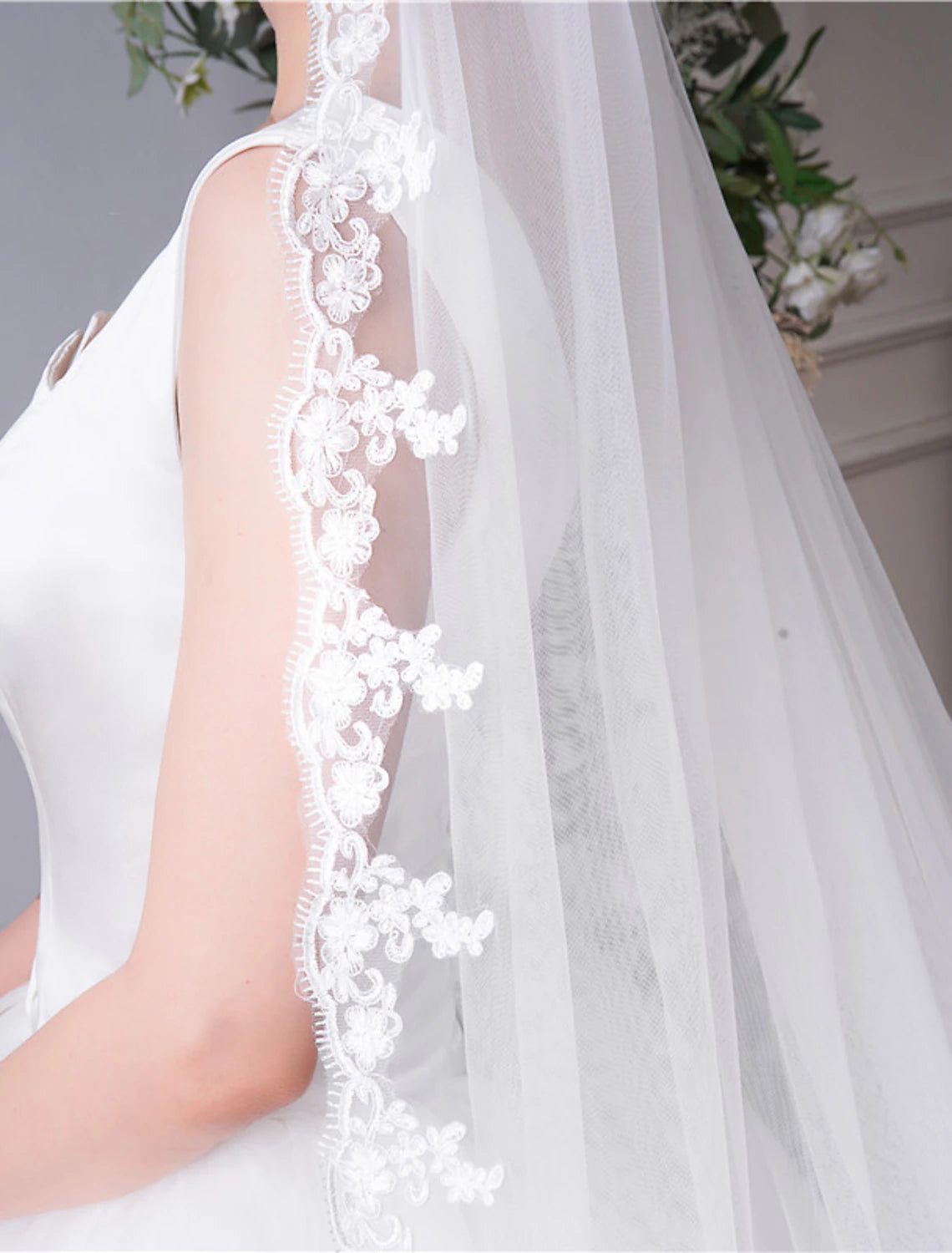 OKBBN single-layer lace wedding veil