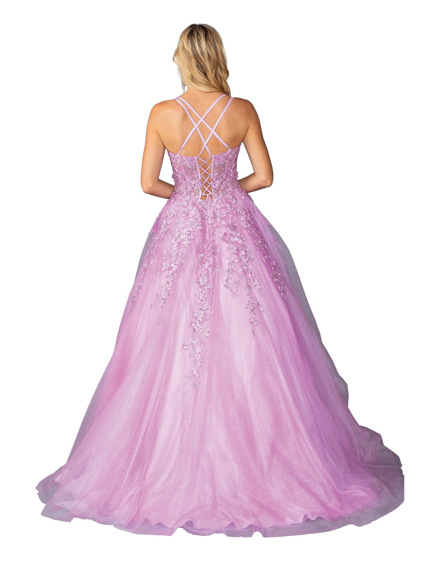 OKBBN's enchanting sequined lace corset with applique dance dress