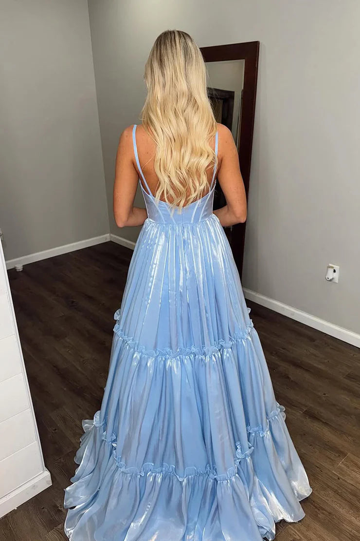 OKBBN Cute A-line V-neck Organza Satin Ball Dress