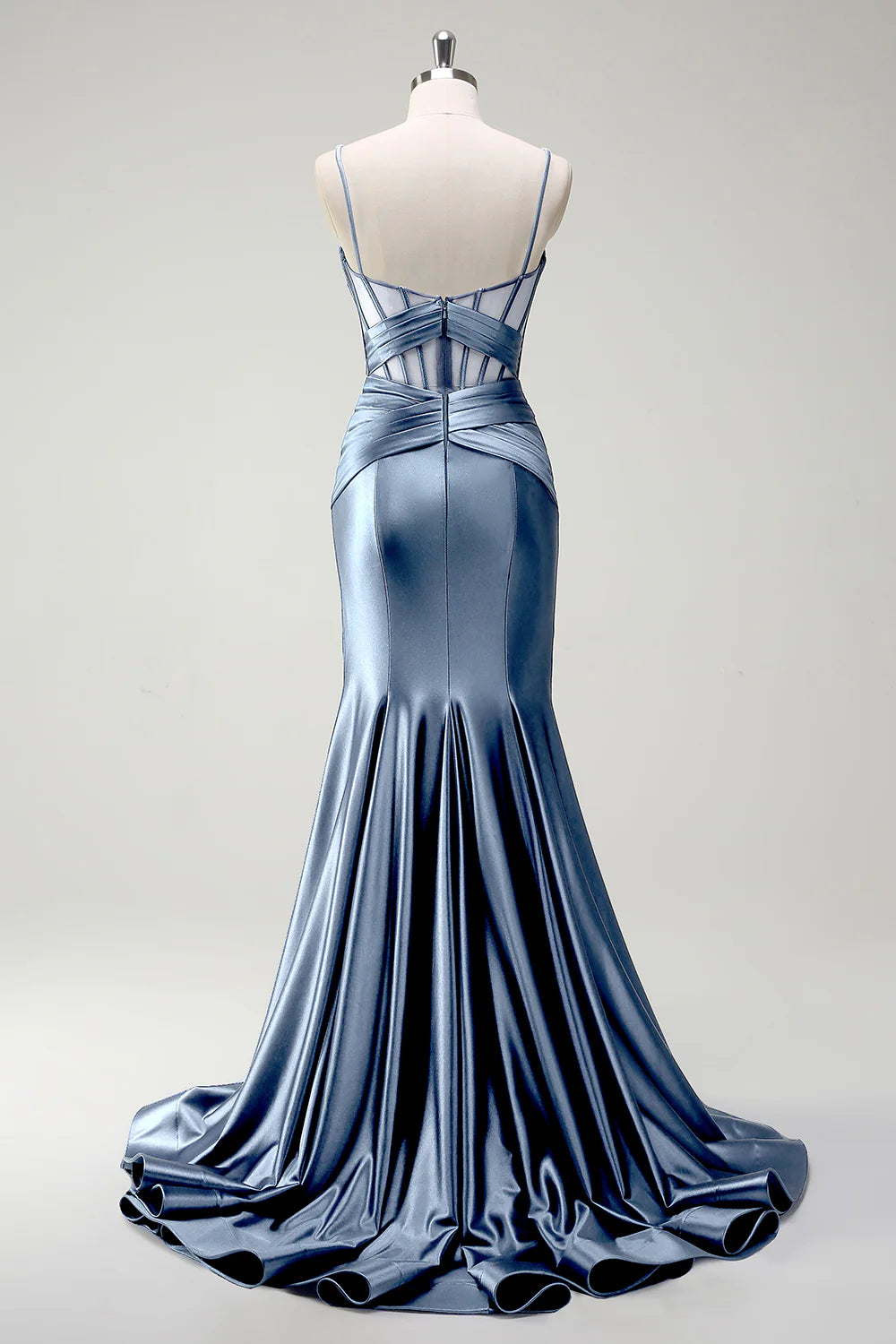 OKBBN mermaid slim shoulder strap long satin sleeveless evening gown