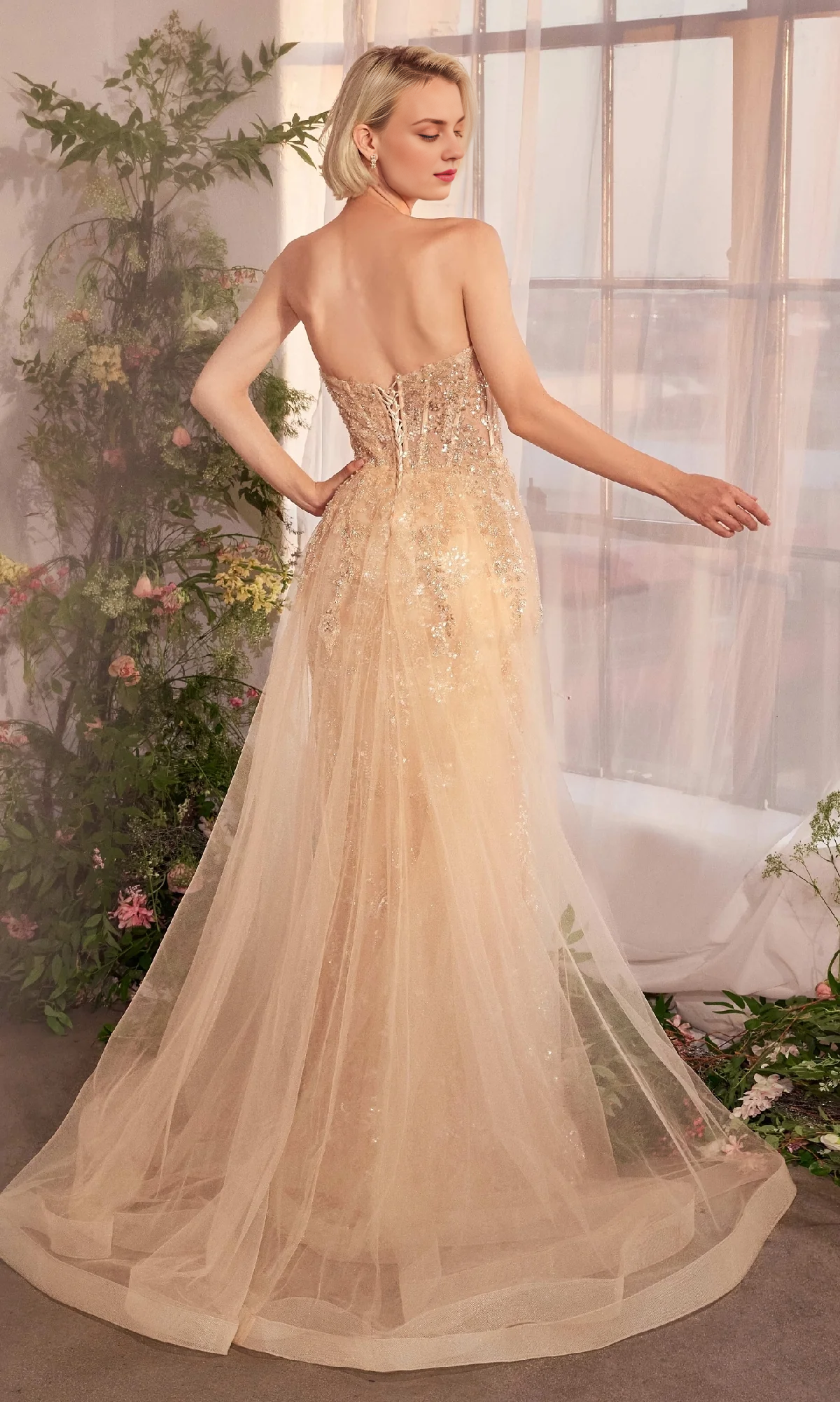 OKBBN's charming strapless slim fit mermaid sequin dance dress
