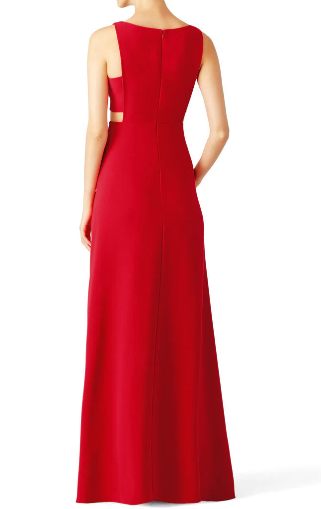 OKBBN spaghetti strap O-neck hollowed out long ball gown