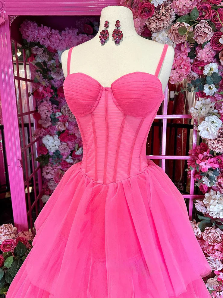 OKBBN Cute A-line Sweetheart Layered Chiffon Long Ball Dress