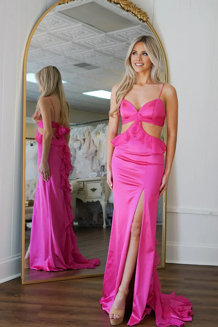 OKBBN Mermaid Sweetheart Satin Split Ball Dress