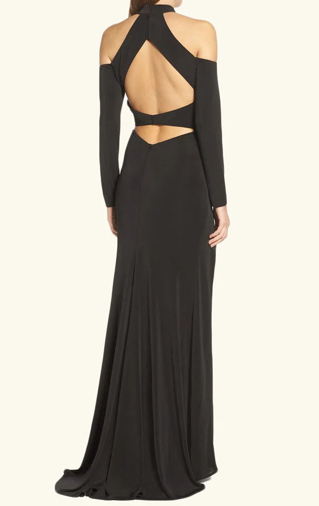 OKBBN Elegant Long Sleeve Knitted Off Shoulder Ball Dress