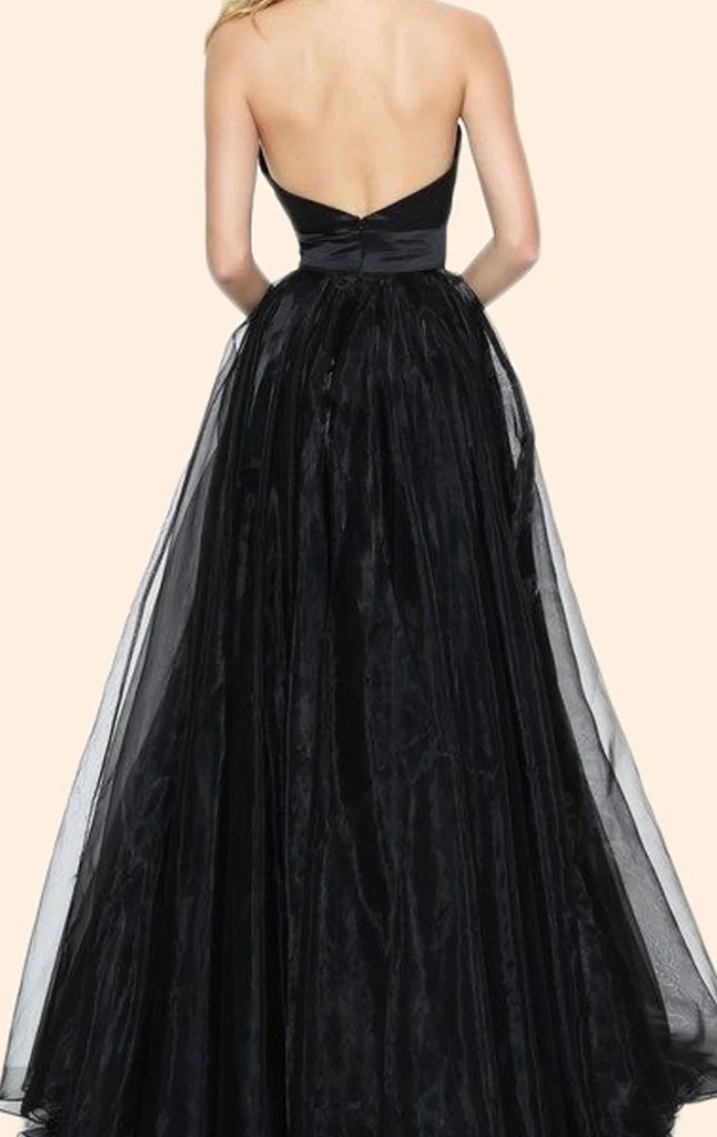 OKBBN Elegant Backless V-neck Long Retro Formal Ball Dress