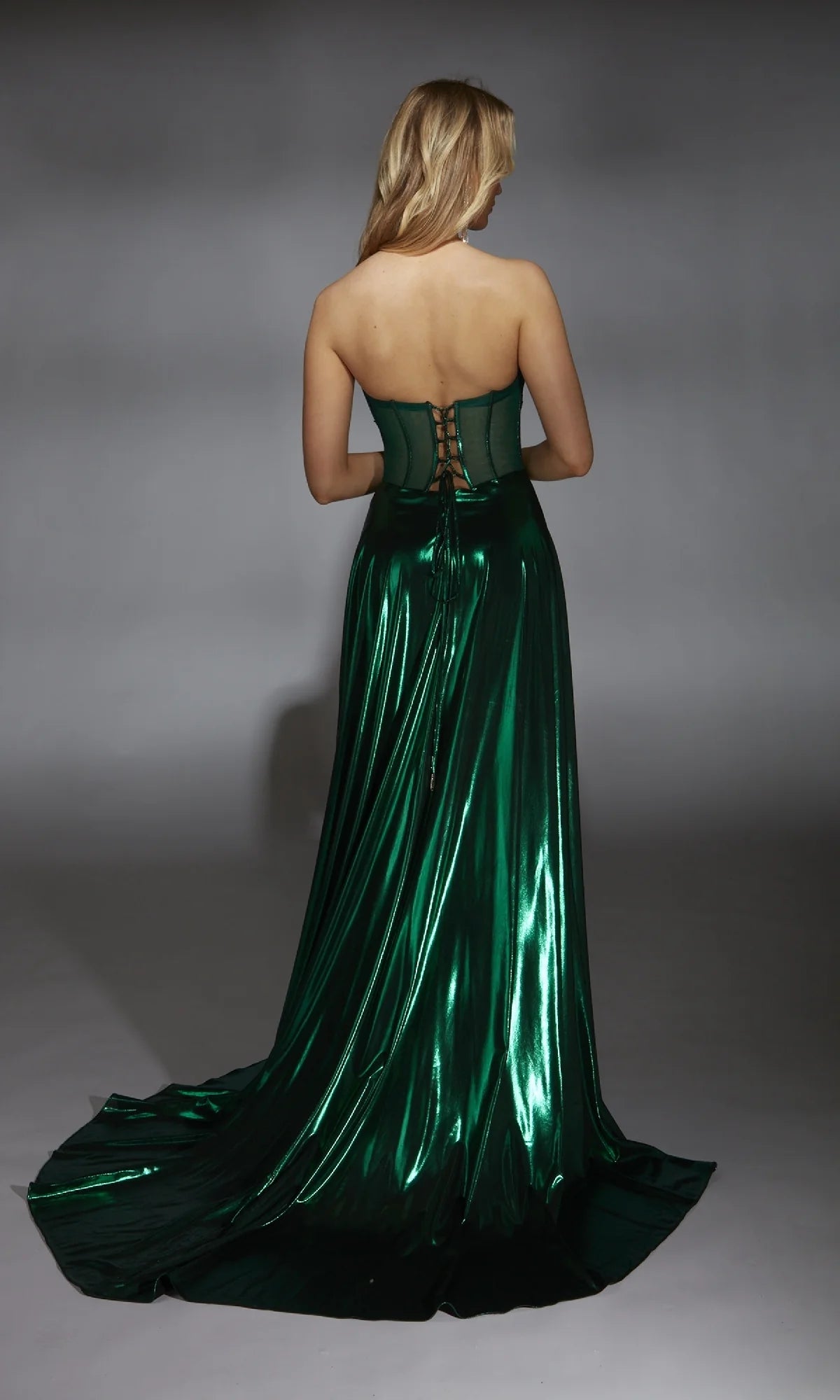 OKBBN's charming A-line off shoulder long corset ball dress