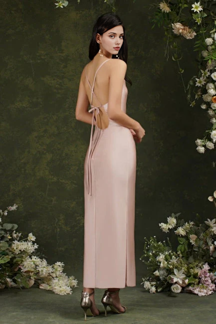 OKBBN slim shoulder sleeveless mermaid satin ball dress