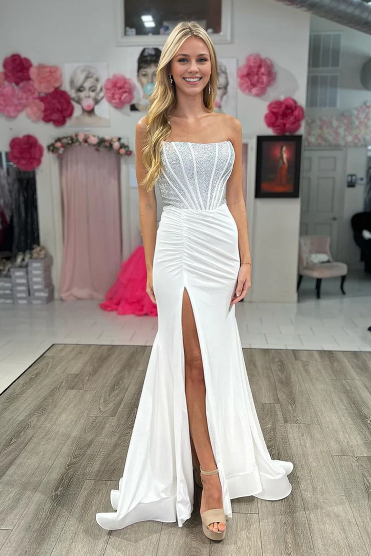 OKBBN Charming Mermaid Sweetheart Satin Long Ball Dress