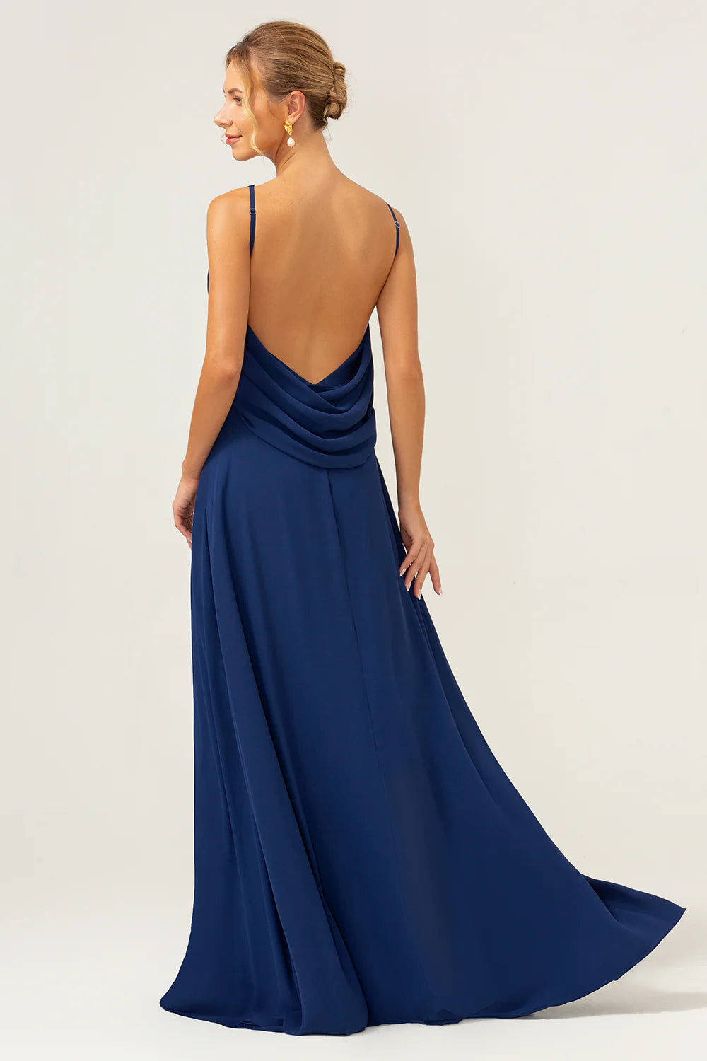 OKBBN Mermaid Backless Long Chiffon Sleeveless Bridal Mother Dress