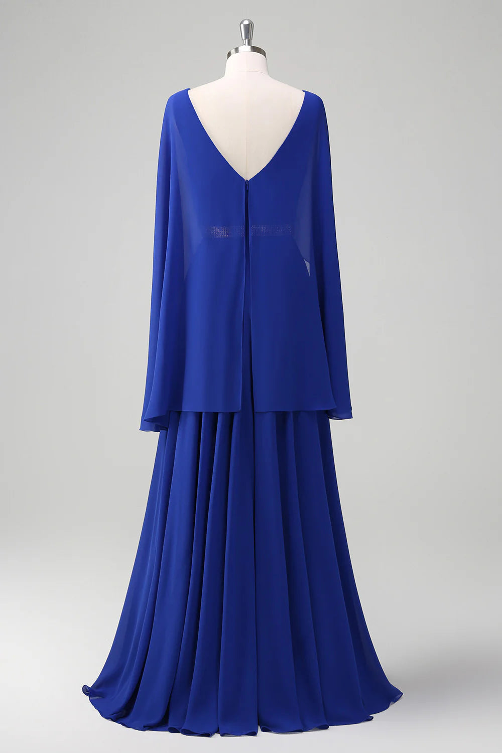 OKBBN A-line V-neck pleated long bridal mother gown