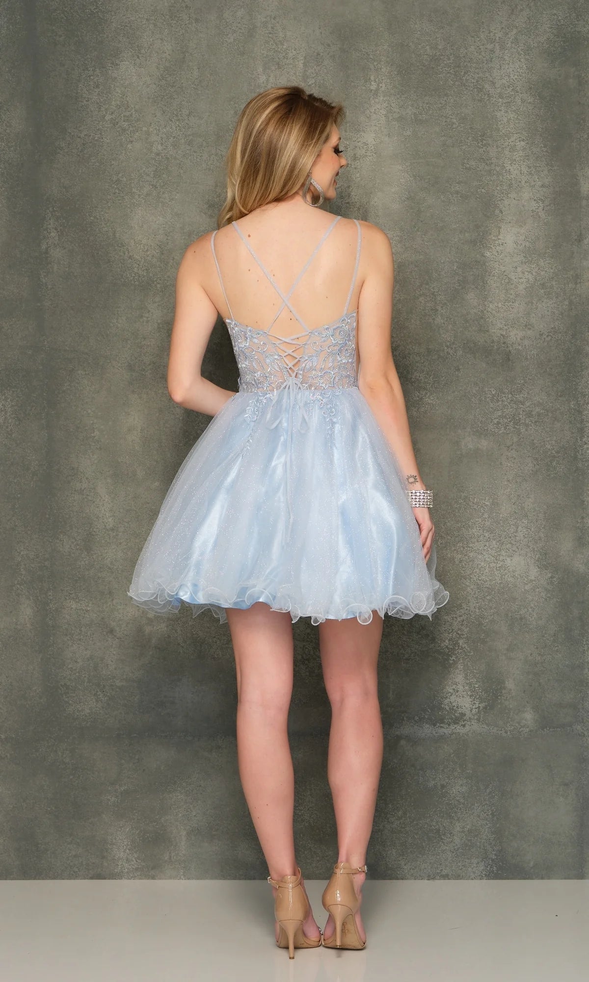 OKBBN Double Thin Shoulder Straps Beaded Embroidery Perspective Tight corset Homecoming Dresses
