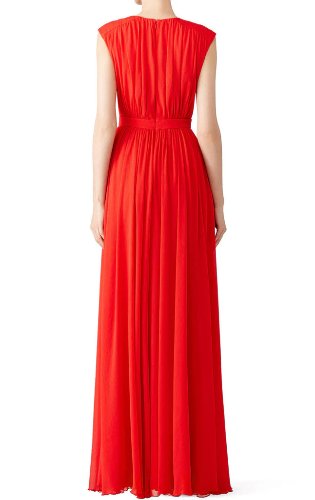 OKBBN V-neck Chiffon Long Ball Dress