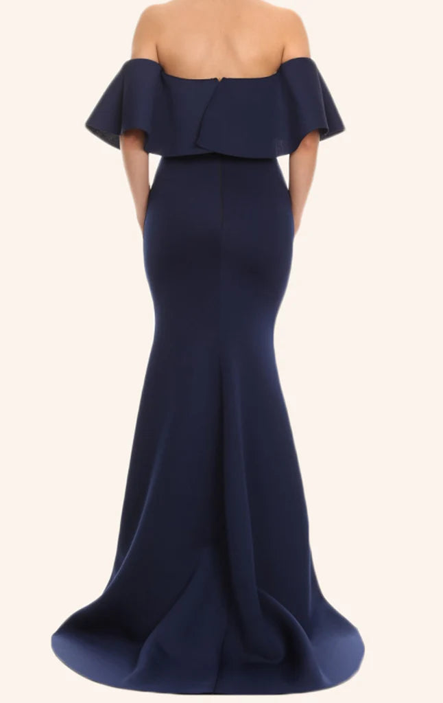OKBBN Mermaid Off Shoulder Satin Long Ball Dress