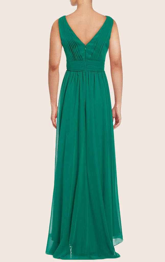 OKBBN Elegant Strap V-neck Chiffon Long Ball Dress