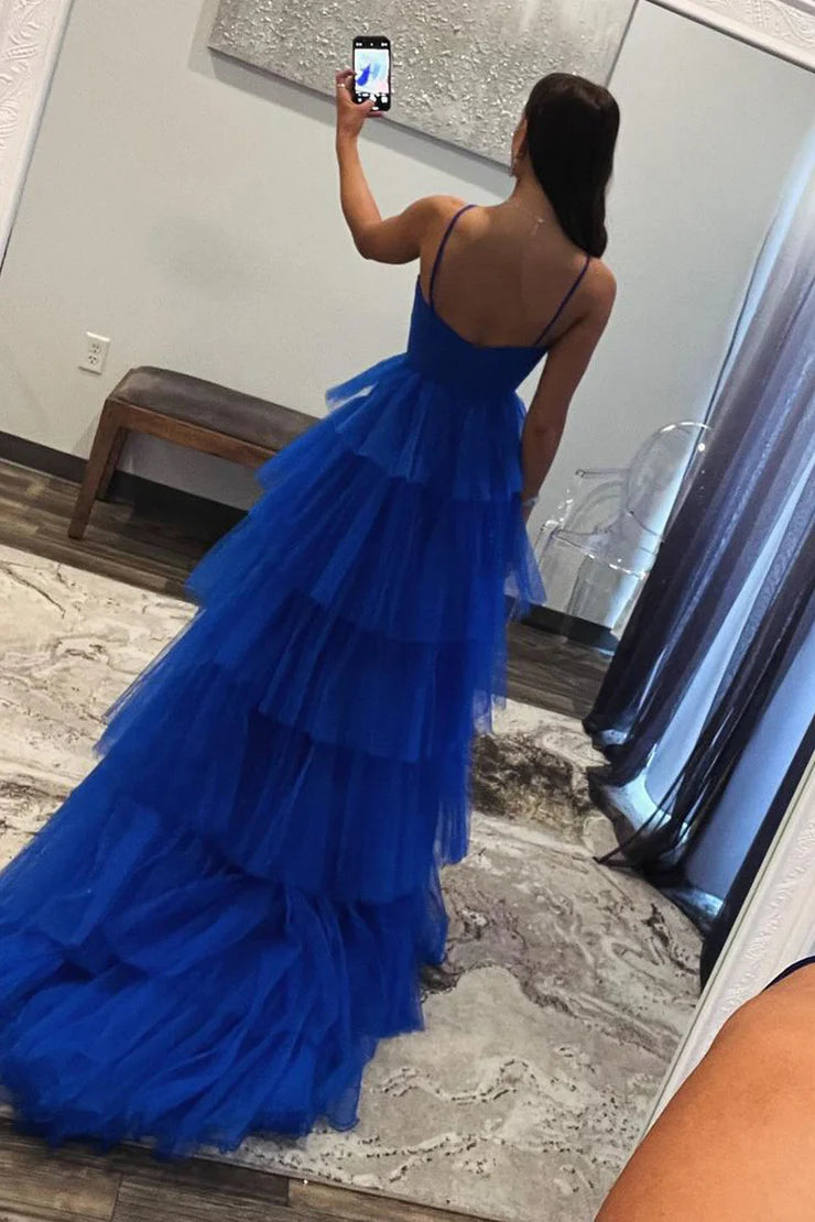 OKBBN Cute A-line Lock Hole Sweetheart Layered Chiffon Long Ball Dress