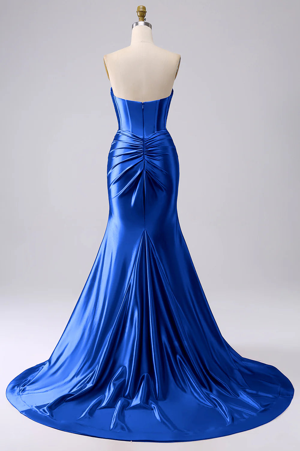 OKBBN mermaid tight corset slit long satin evening gown