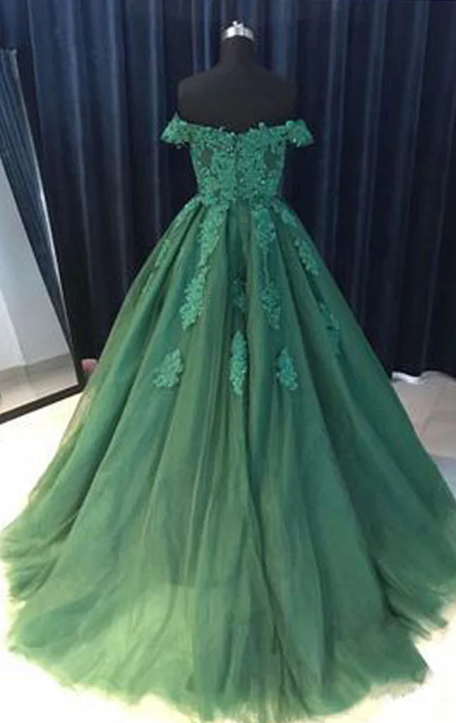 OKBBN Elegant Off Shoulder Lace Formal Ball Dress