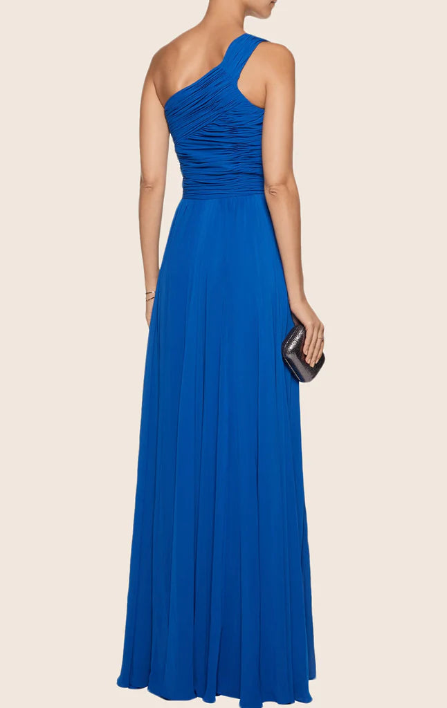 OKBBN One Shoulder Chiffon Long Ball Dress