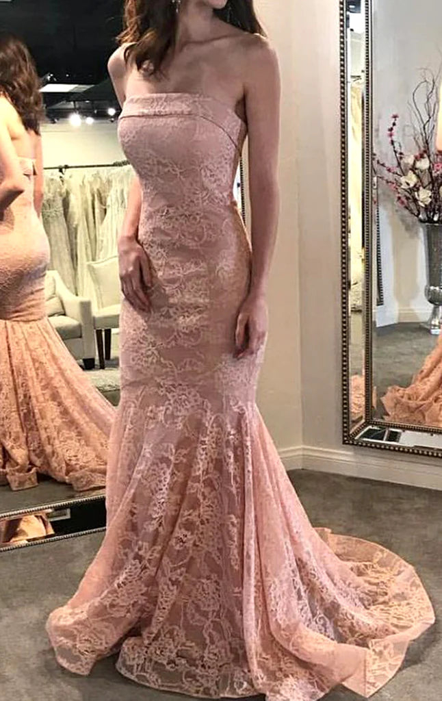 OKBBN Mermaid Off Shoulder Lace Long Formal Ball Dress