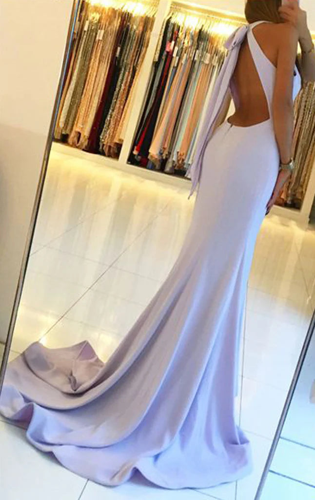 OKBBN backless mermaid knitted long formal dance dress