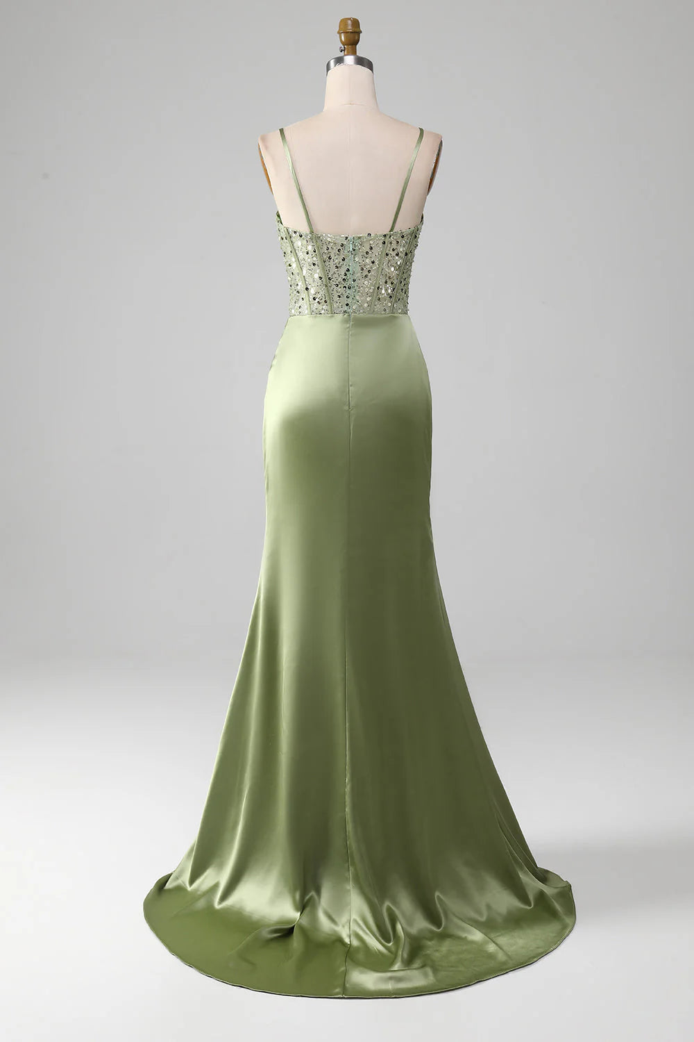 OKBBN mermaid sequin pleated tight corset satin evening gown