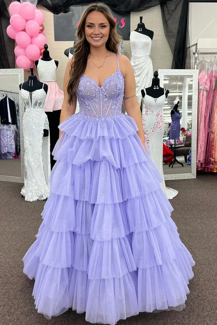 OKBBN Cute A-line V-neck Chiffon Long Ball Dress
