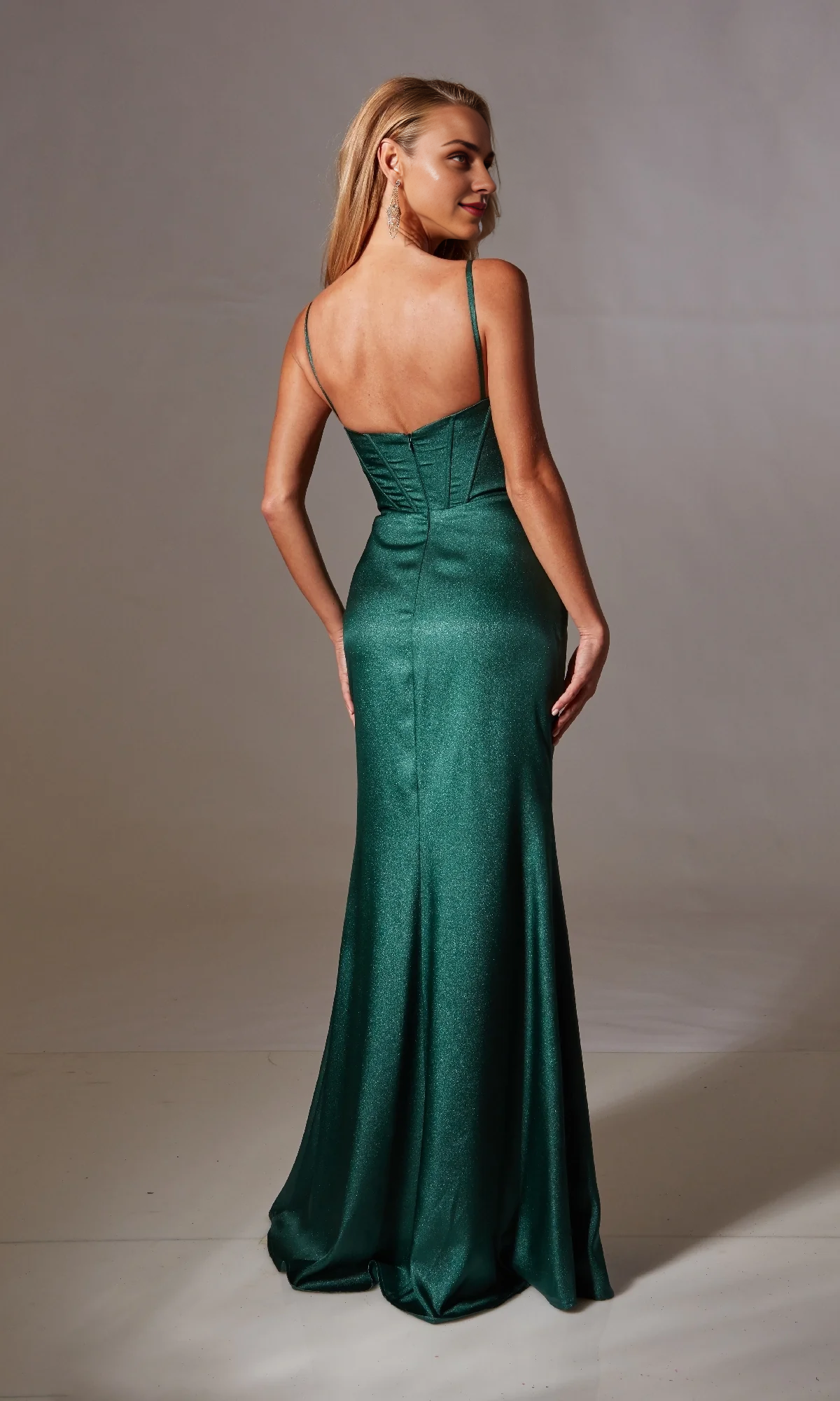OKBBN's charming scarf neck long sparkling ball dress