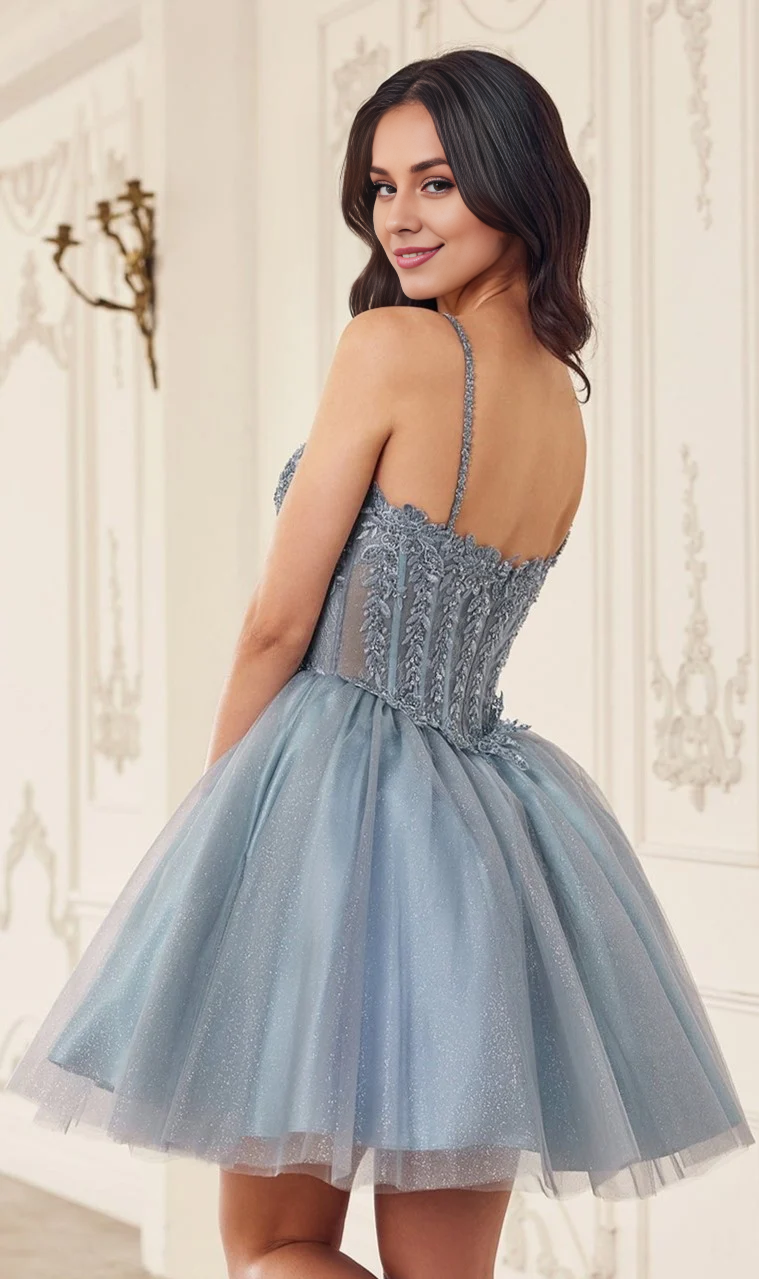 OKBBN Elegant and Charming Embroidered Lace A-line Homecoming Dress