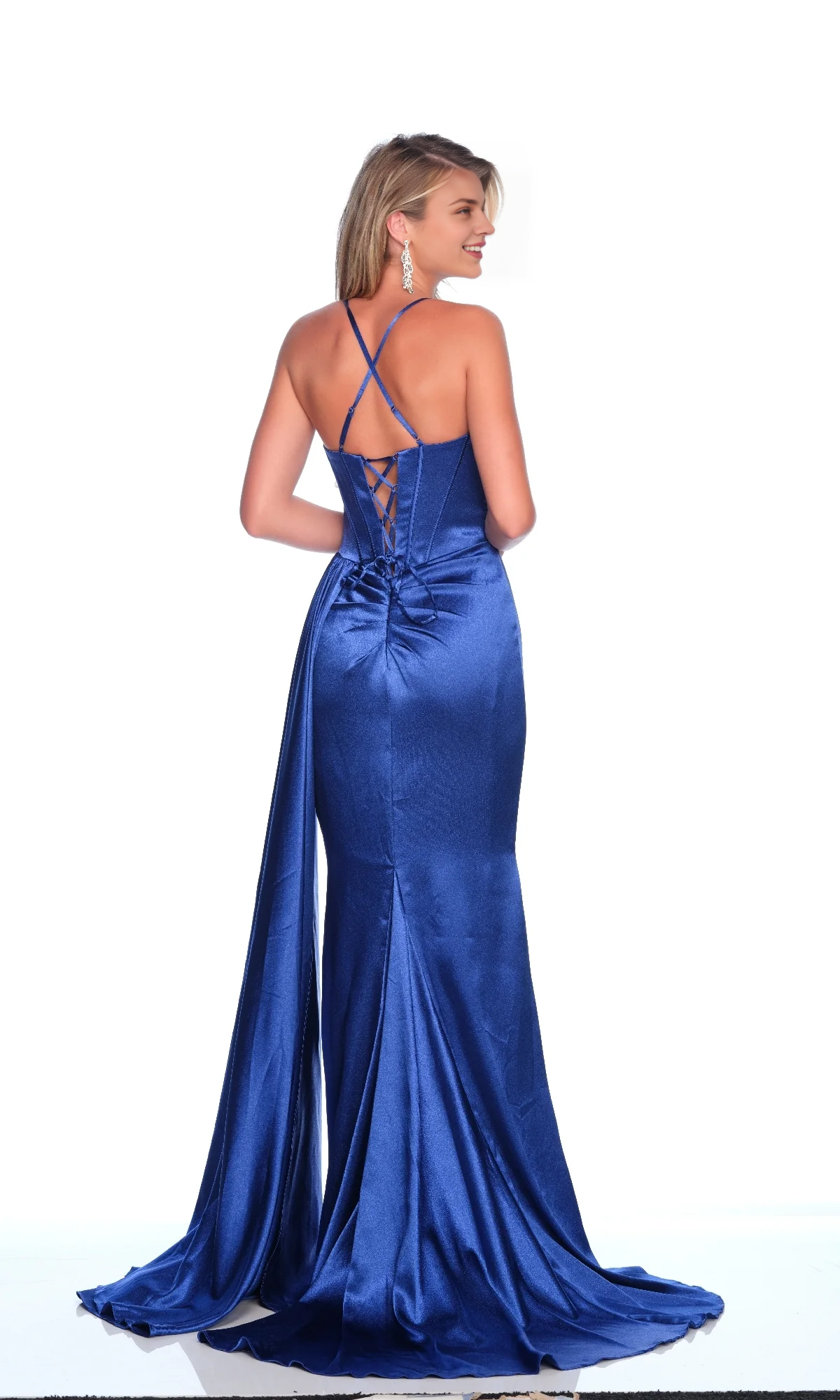 OKBBN tight corset with thin shoulder straps, crossed tight corset, pleated ball dress
