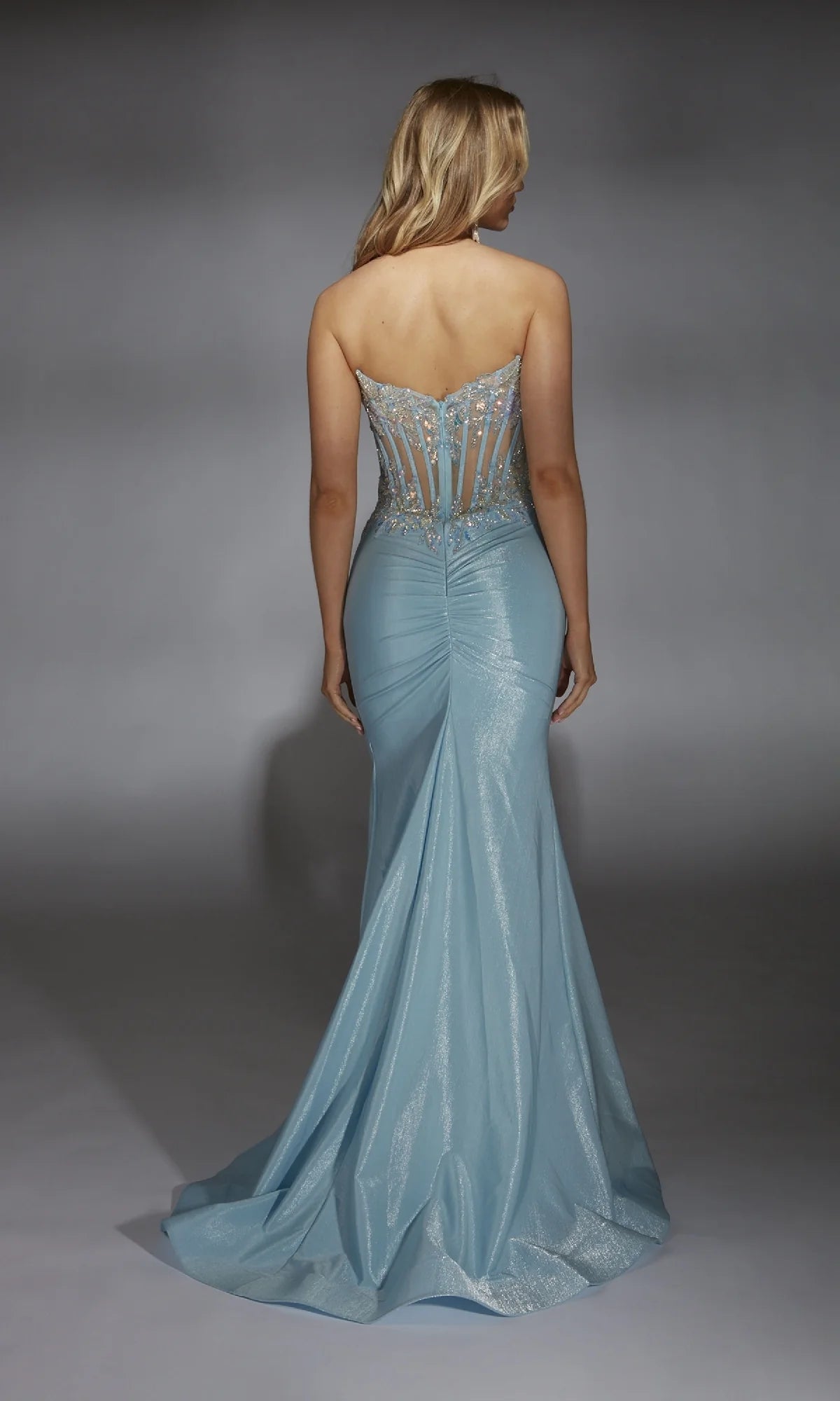 OKBBN strapless bead tight corset ball dress