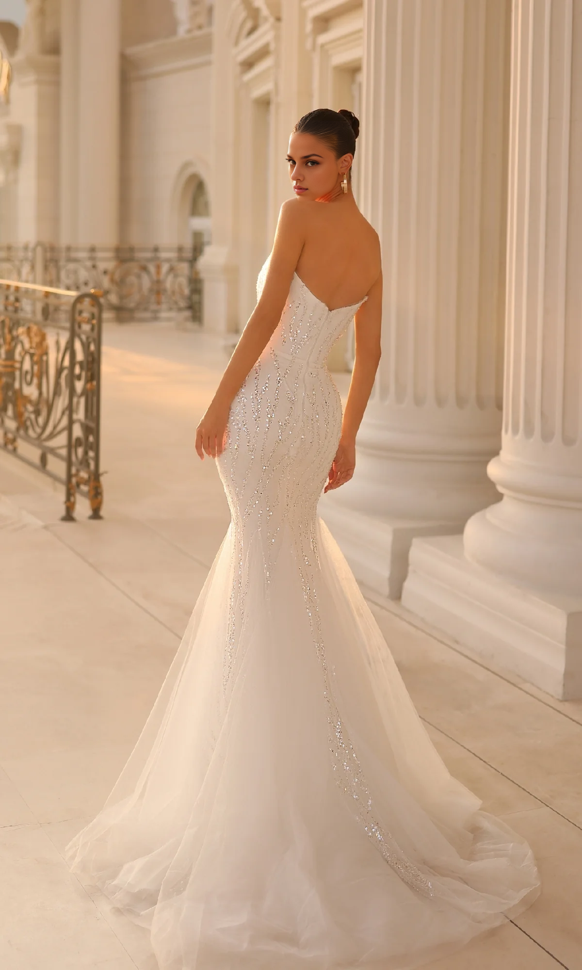 OKBBN Elegant Off Shoulder Strapless Long Sparkling Ball Dress