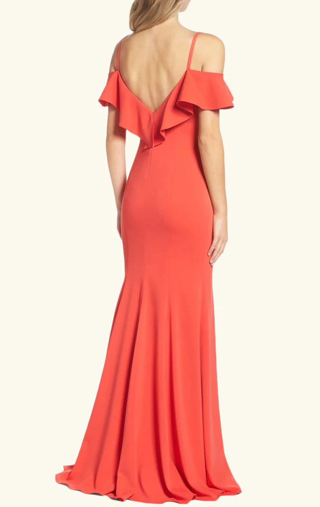 OKBBN Off Shoulder Knitted Long Formal Ball Dress