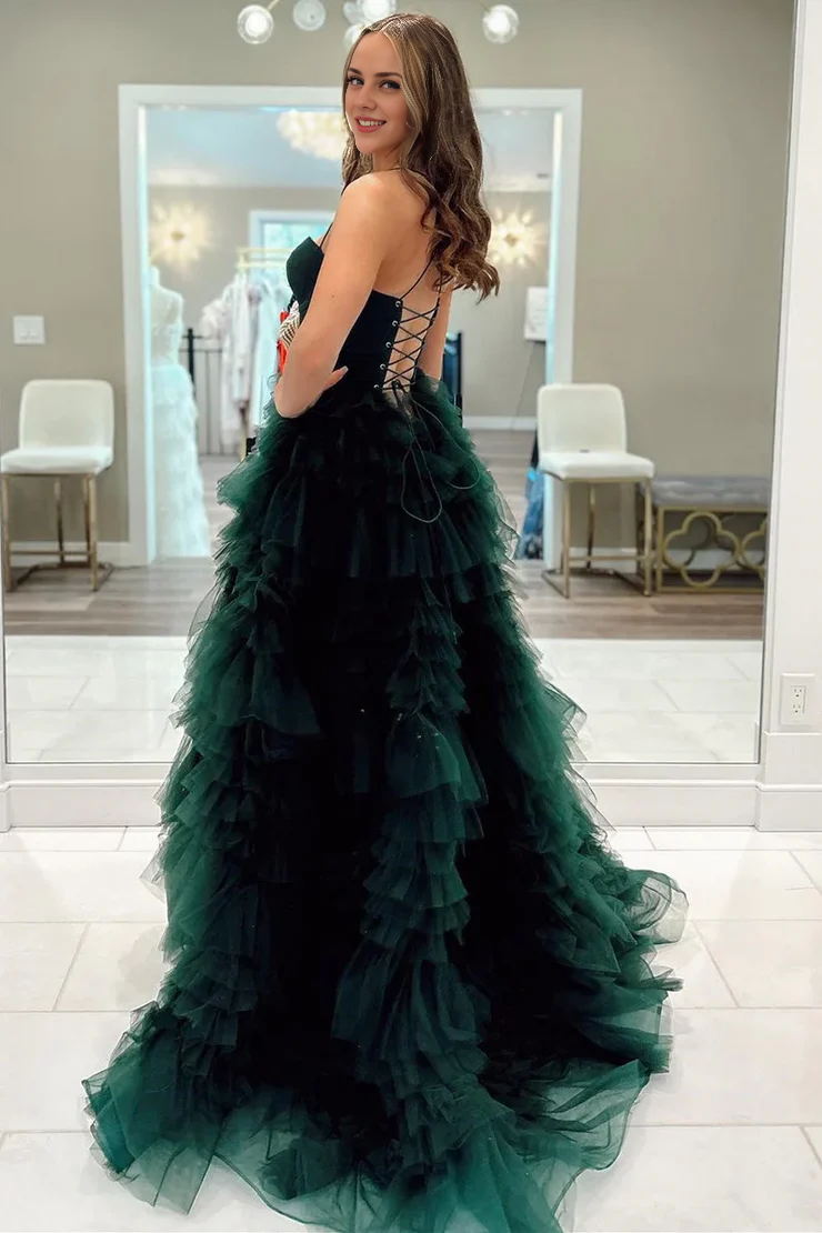 OKBBN Cute Sweetheart Chiffon Long Split Ball Dress