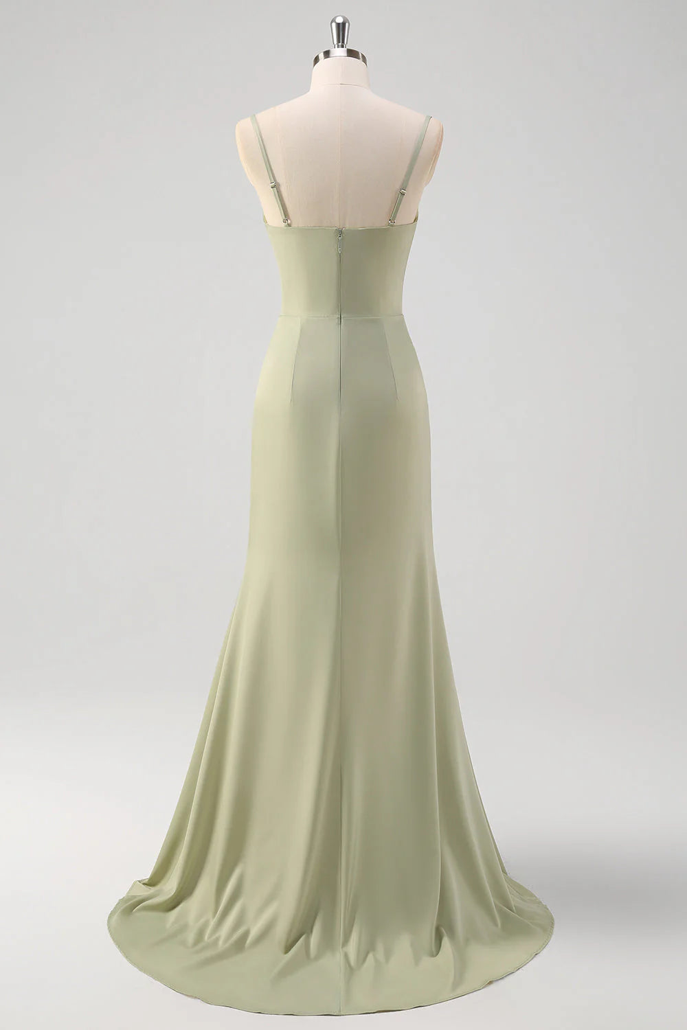 OKBBN mermaid slim shoulder strap pleated tight corset long slit evening gown
