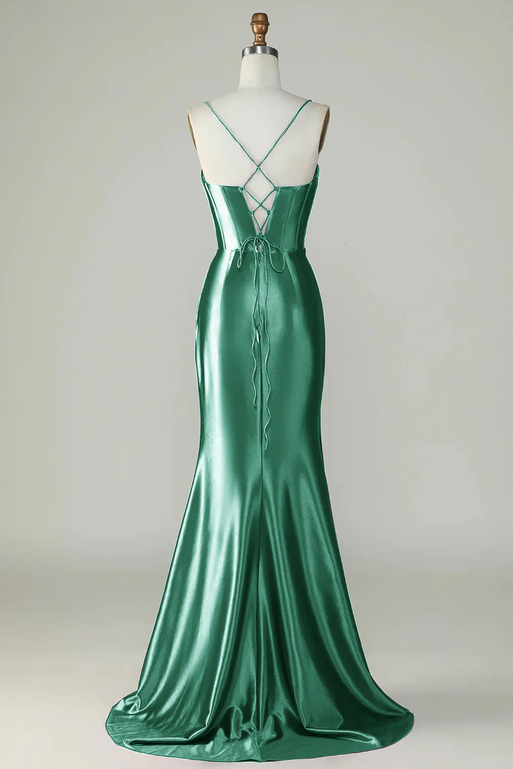 OKBBN mermaid slim shoulder strap slit long evening gown