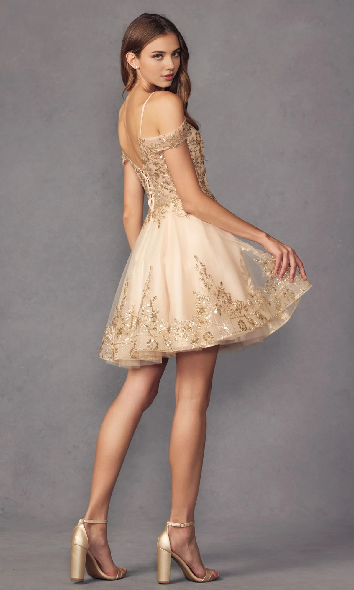 OKBBN Flash Printed Short Doll Skirt Homecoming Dress