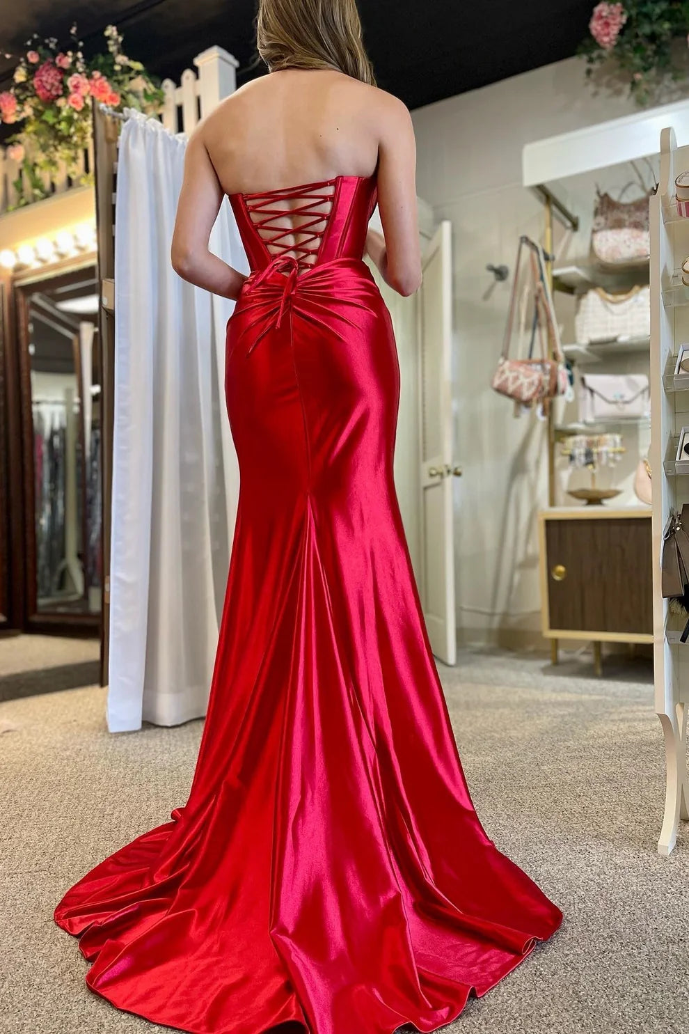 OKBBN off shoulder twisted front slit mermaid dance dress