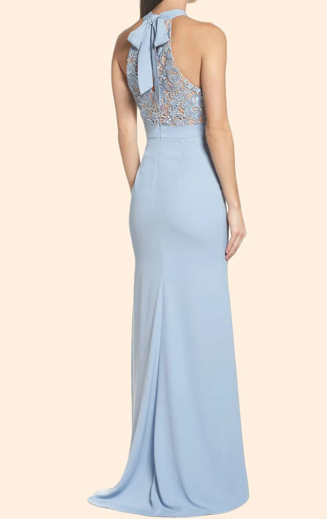 OKBBN Mermaid Strap Lace Knitted Long Formal Ball Dress