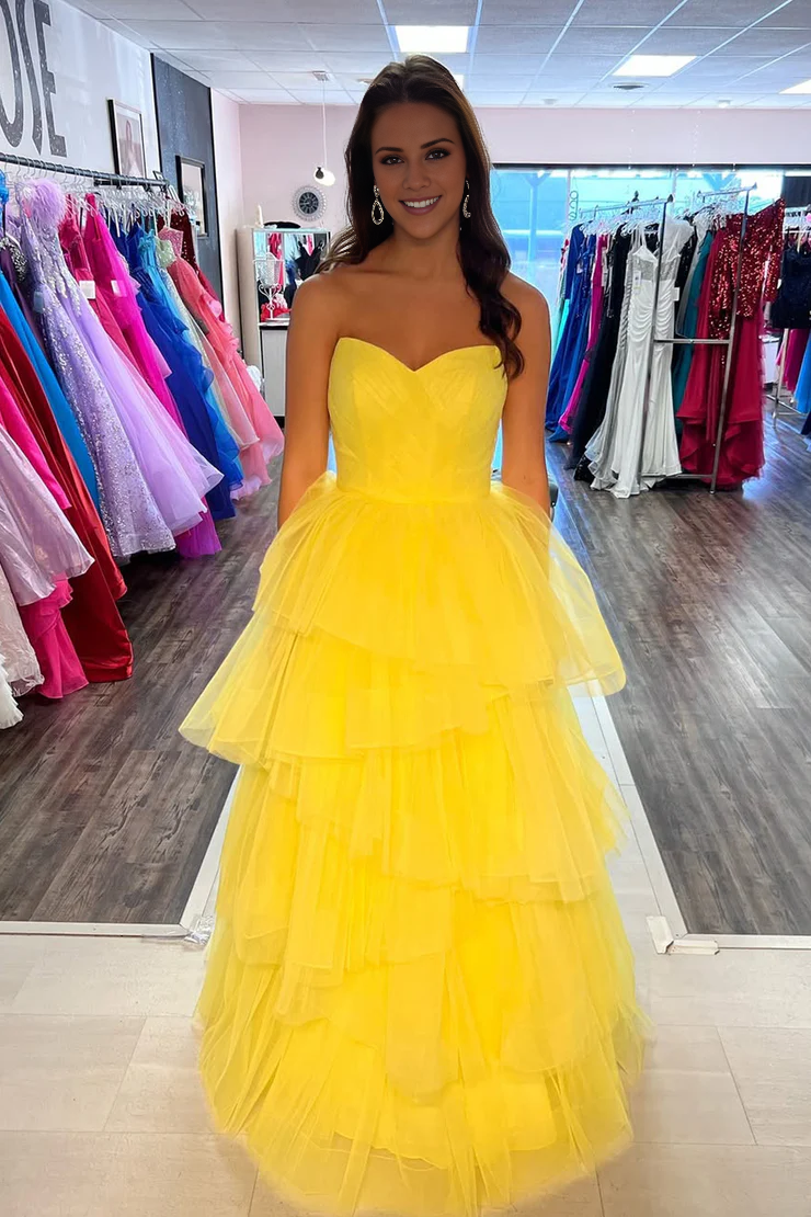 OKBBN Cute Ball Dress Off Shoulder Chiffon Layered Ball Dress
