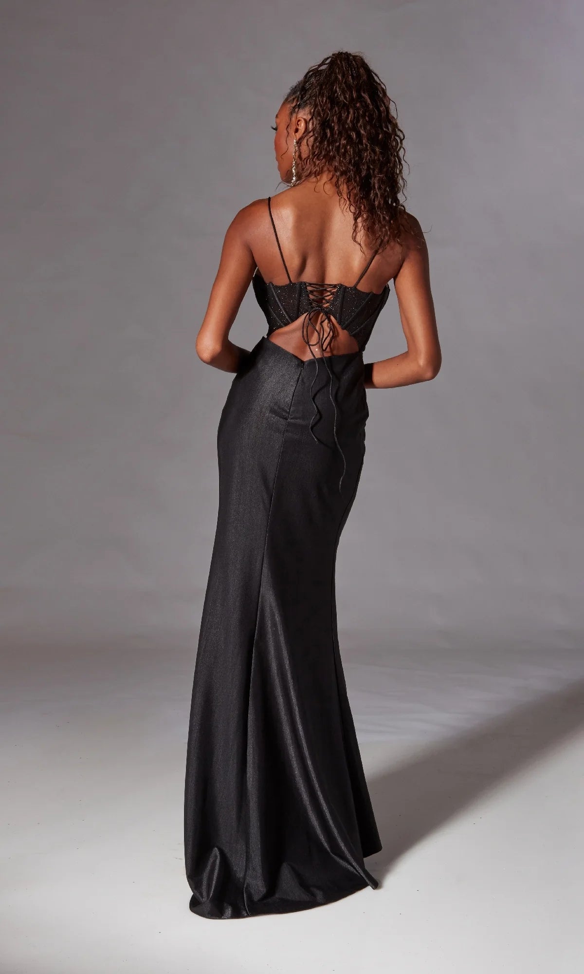 OKBBN Shiny Tight corset Long Split Ball Dress