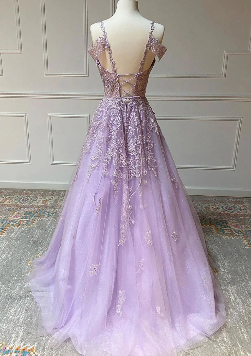 OKBBN thin shoulder strap and chiffon ball gown