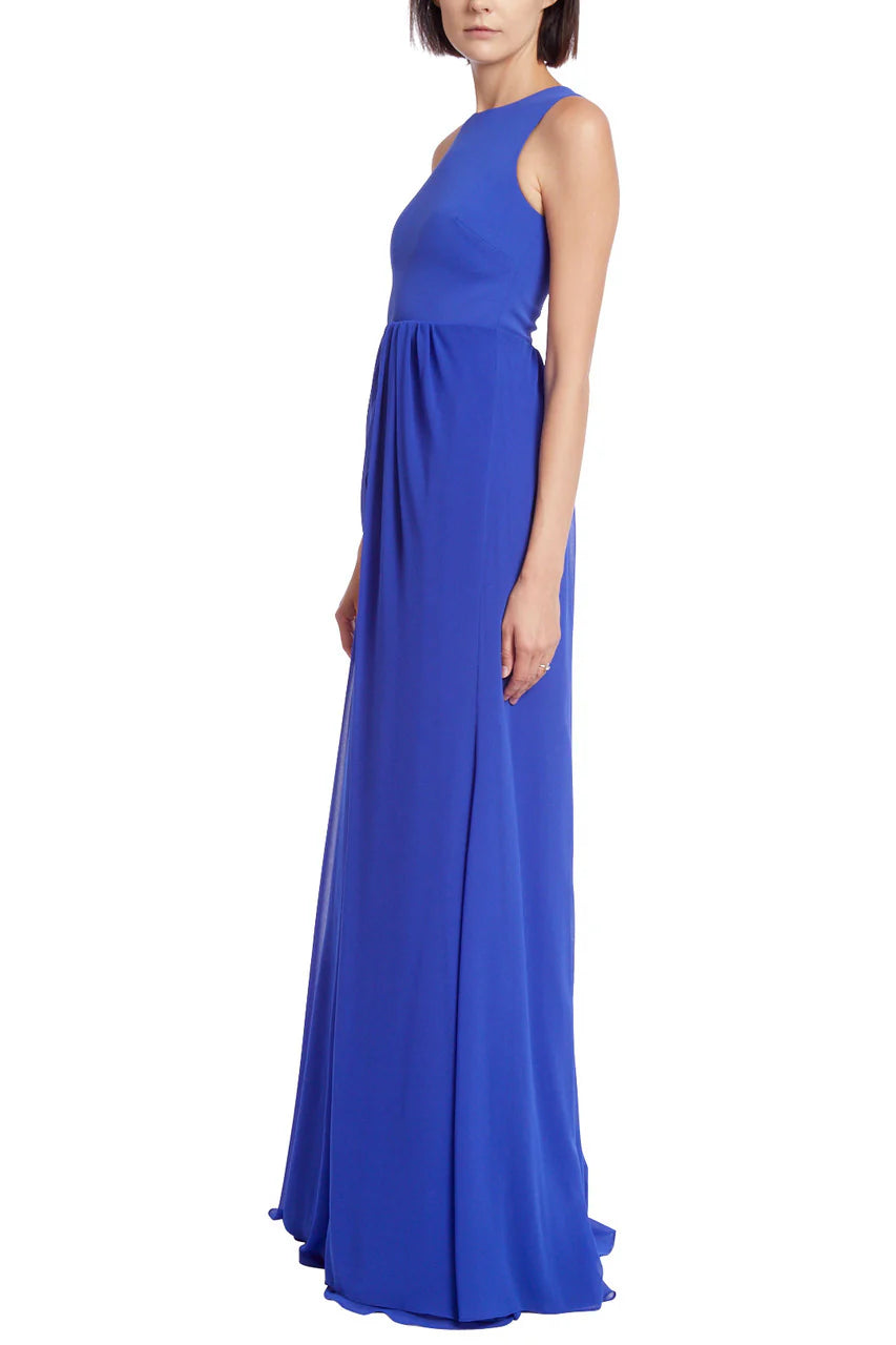 Sleeveless hip drape with full pleaded skirt georgette Prom Dresses 