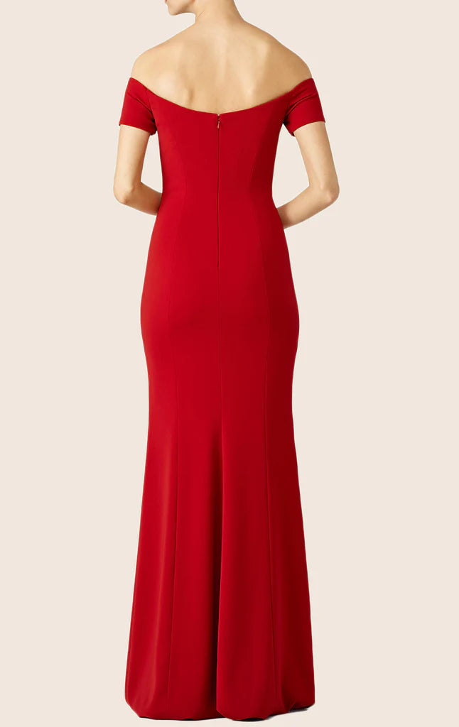OKBBN off shoulder plain knit long ball gown