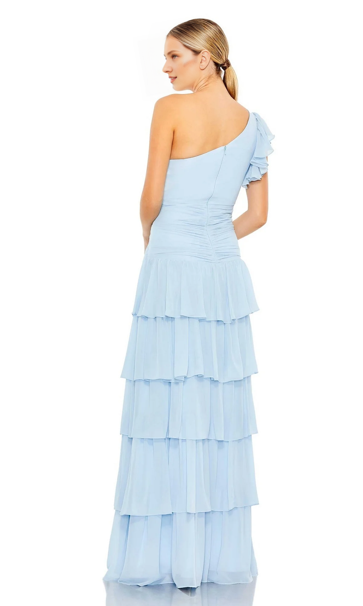 OKBBN One Shoulder Layered A-line Formal Ruffle Ball Dress