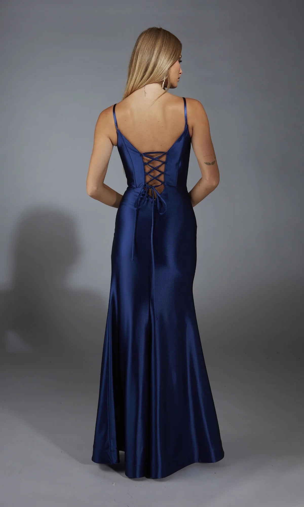 OKBBN long tight corset with thin shoulder straps and slit dance dress