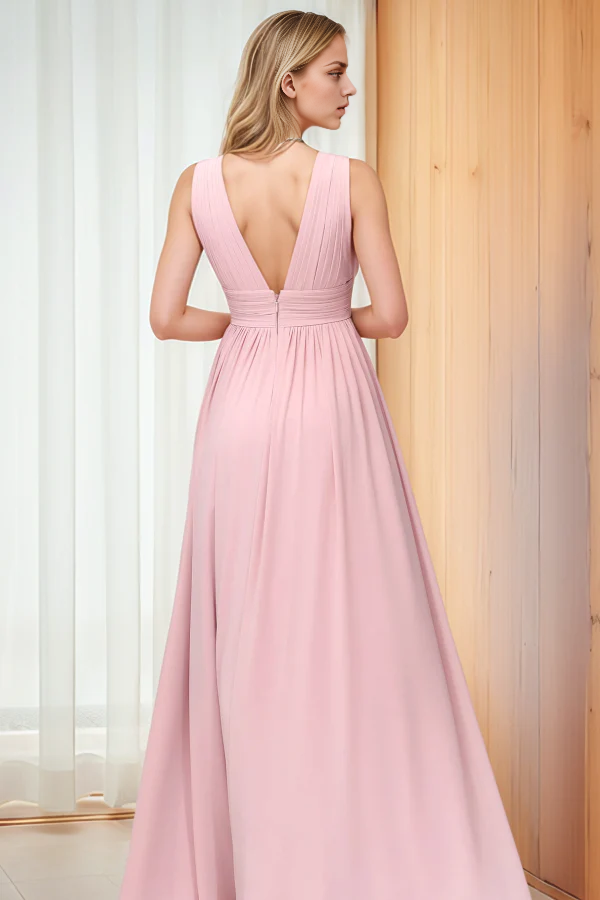 OKBBN minimalist A-line V-neck strapless pleated ball gown